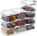 Citylife 1.32 QT 10 Pack Small Storage Bins Plastic Storage Container Stackable Box with Lids for Organizing, Clear Grey.