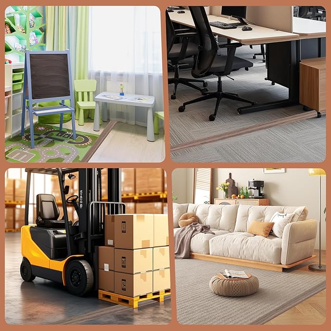 Floor Cord Cover for Wires on Floor Self Adhesive Cord Hider Floor Cable Management Wire Covers for Cords Protector Prevent Cable Trips Cord Cavity W 0.59" x H 0.31", Misty Brown Wood, 3.3Ft