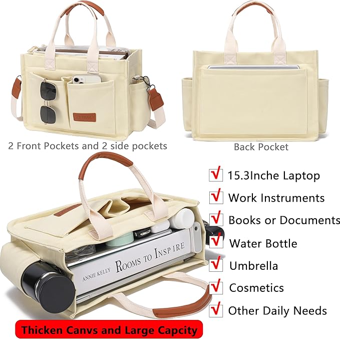 Canvas Tote Bag for Women,Women's Bags Crossbody Bags Work Laptop Tote Bag Large Handbags Purse for Travel Nurse Teacher