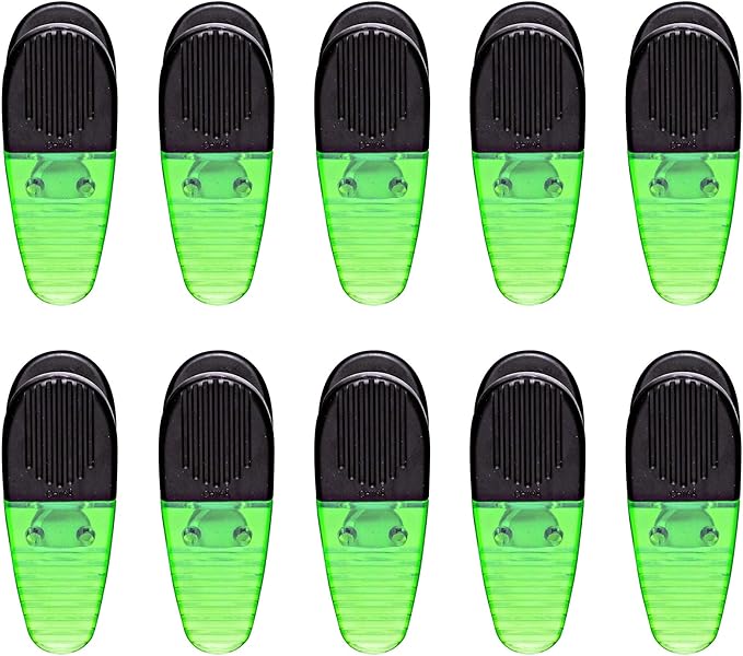 10 Magnetic Memo Holders Set - Large Clip, Plastic - TGreen