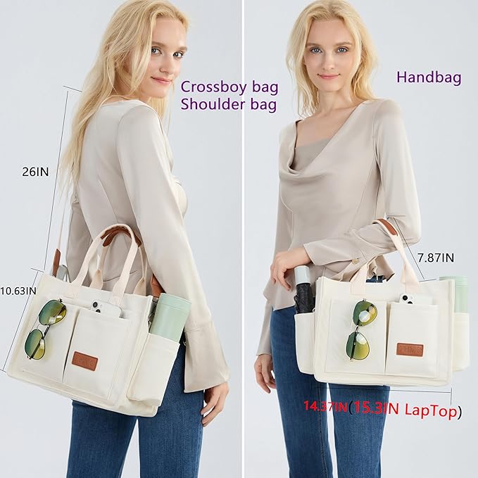Canvas Tote Bag for Women,Women's Bags Crossbody Bags Work Laptop Tote Bag Large Handbags Purse for Travel Nurse Teacher