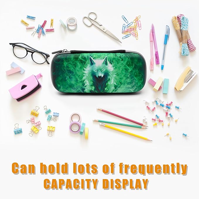 Wolf Pencil Case Zip Pencil Box Multi Pouch Holder Desk Organizer For Boys Girls Men Women School Office
