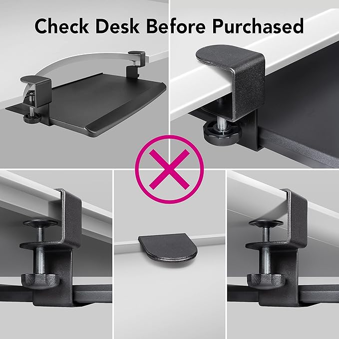 EHO Prime Desk Clamp Keyboard Tray, Under Desk Sliding Retractable Drawer, Ergonomic Space-Saving Platform for Standard Keyboards, Large 20" x 11.5" Workstation Extension