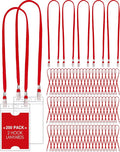Patelai 200 Pack Double Clip Lanyards Bulk Face Mask Lanyard Twist Free 2 Hook Design Adjustable Badge Neck Strap for ID Name Badge Holder School Conference Office Class Essential (Red)
