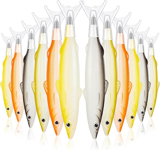 Outus 12 Pieces Fish Pens Fishing Birthday Party Favors Decoration Writing Ballpoint Pens for Office Valentine Day Chinese New Year Gifts (Realistic)