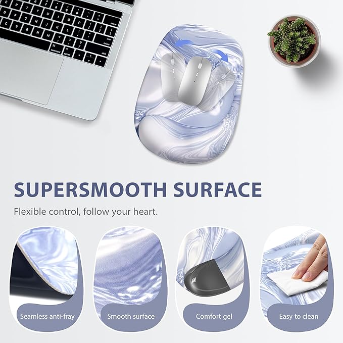 Ospelelf Wrist Rest for Keyboard and Mouse Ergonomic Mouse Pad with Wrist Support Memory Foam Wrist Rest for Computer Keyboard,3-in-1 Gel Mouse and Keyboard Pad for Office Silver