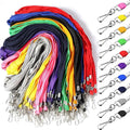 Epakh 300 Pcs Lanyards Bulk for ID Badges Assorted Colors Flat Badge Neck Lanyard with Swivel J Hook Clip for Student Teacher