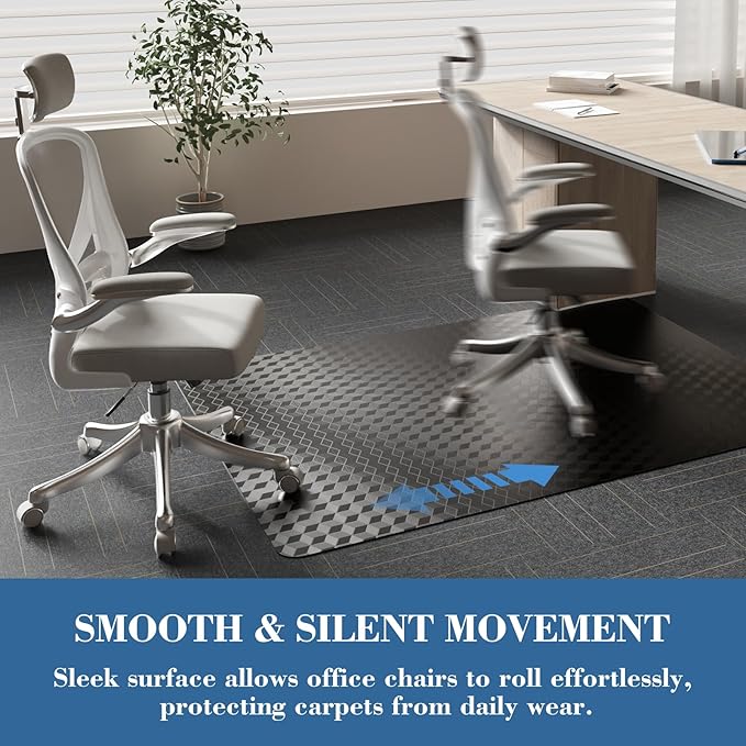Tydle Chair Mat for Carpet 30"x48" - 3D Geometric Chair Mat for Carpeted Floors, Non-Slip Computer Desk Plastic Floor Mat for Gaming Chairs, Heavy Duty Carpeted Floor Protector for Home Office (Black)