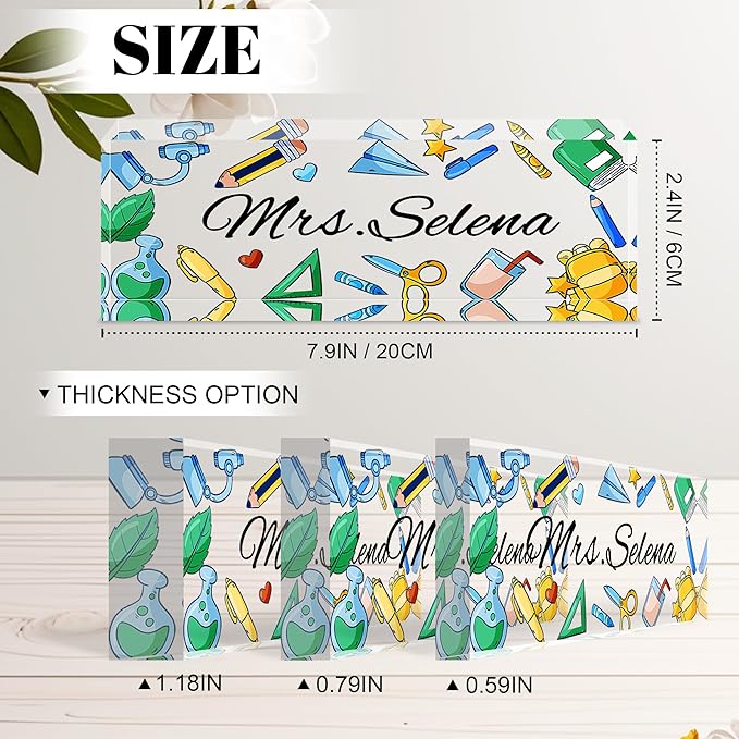 Personalized Name Plate for Desk, Custom Acrylic Desk Name Sign, Office Appreciation Gifts for Women Men Coworkers Boss Teacher Employee (Teacher)