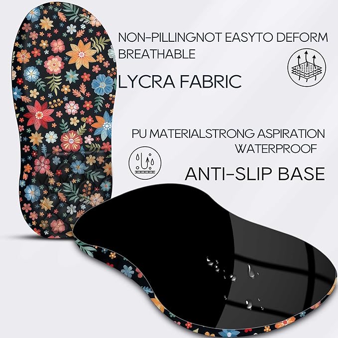 Ergonomic Mouse Pad with Wrist Rest, Flower Mouse Pad with Massage Design，Soft Mousepad for Carpal Tunnel Pain Relief with Integrated Memory Foam Slope Massage Bulge for Wireless Mouse & Desk