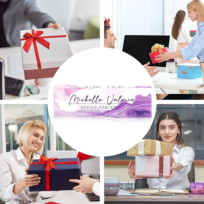 Name Plate for Desk-Personalized Name Plates for Desk-Name Plate Personalized for Office-Gifts for Teacher Boss Employee Appreciation Office Desk Decor (purple ink), MYDZBJMT1009