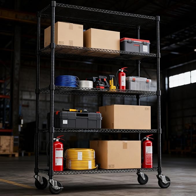 5 Tiers Shelf 1750 lbs Steel Storage Shelving Utility Shelving Unit Steel Organizer Wire Rack for Home,Kitchen,Office,Garage Black 17.7" D x 47.2" W x 76.8" H