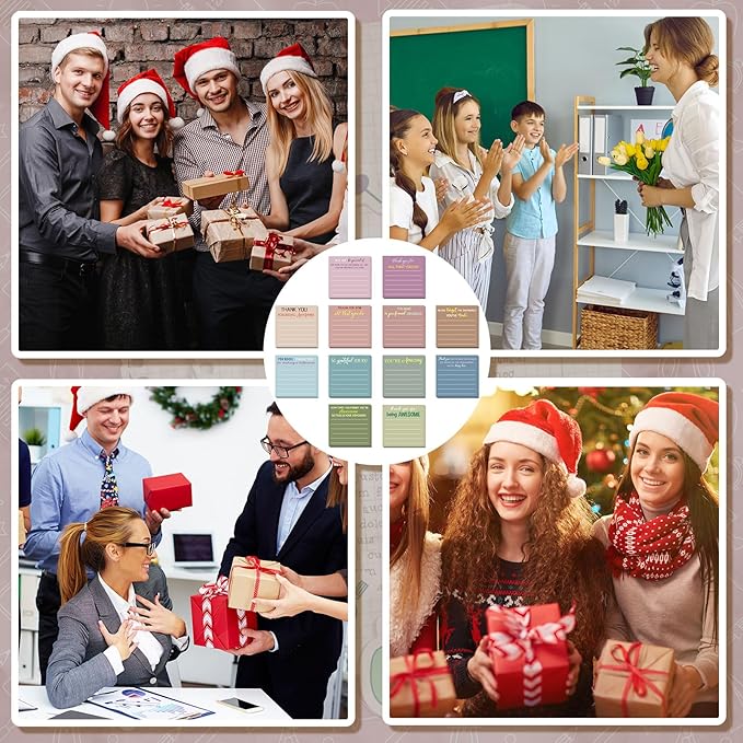 Yinder 24 Pcs Employee Appreciation Sticky Notes New Year Gift Bulk Motivation Sticky Note Pads Inspirational Gift for Teacher Nurse Staff Coworker Office Supply 3 x 3'' (Appreciation,Morandi)