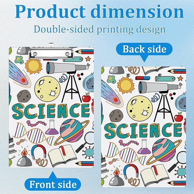 Science Teacher Clipboard Decorative Clip Board with Metal Clip A4 Standard Size 12.5" X 8.7" for Teacher Students Nurses Office