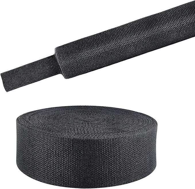 Black 2:1 Ratio Automotive Heat Shrink Braided Sleeving,Wear-Resistant Flat Woven Shrinkable Sleeve Fabric Car Cable Wires Hoses Protection (1-1/8"-35ft)