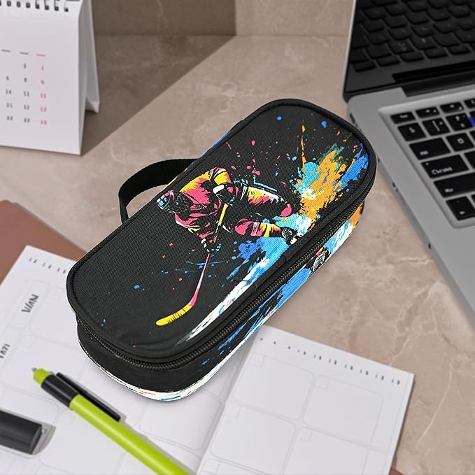 Hockey Pencil Case Pencil Pouch Large Capacity Pen Bag School Office Organizer Stationery Storage Box For Girls Boys Teen Kids