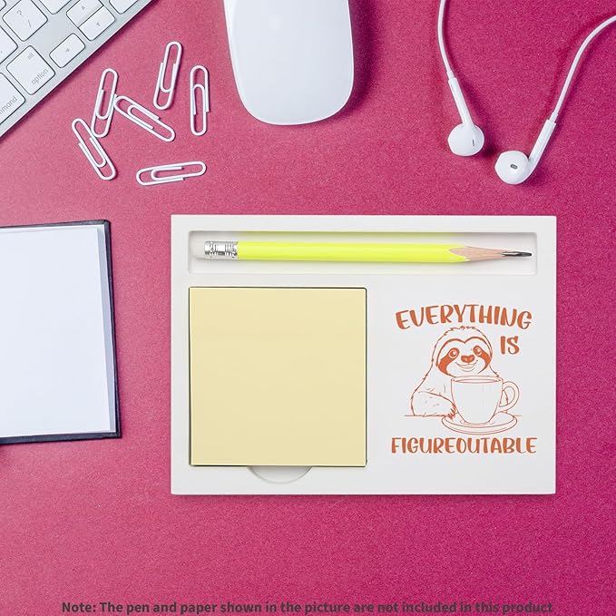 Inspirational Everything is Figureoutable Sloth Note Holder, Cute Motivation Desk Organizer for Teacher Coworker Friend, Encouragement Gift for Office School Home Note Pad Holders KBB01