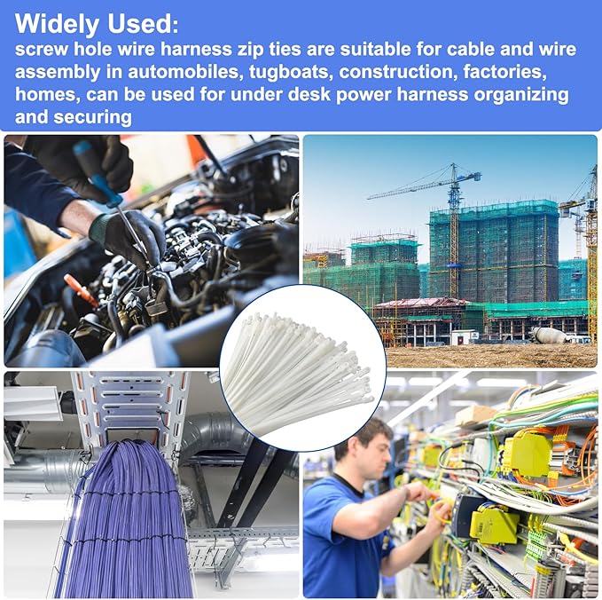 120 PCS 15 Inch Plastic Zip Ties with Screw Holes, Heavy Duty Mountable Cable Ties, UV Resistant Electrical Zip Ties for Indoor & Outdoor (White)