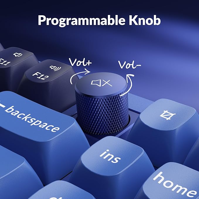 Keychron Q3 Wired Custom Mechanical Keyboard Knob Version, TKL Tenkeyless QMK/VIA Programmable Macro with Hot-swappable Gateron G Pro Red Switch Double Gasket Compatible with Mac Windows Linux (Blue)