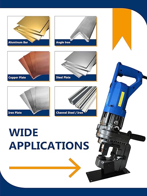 AMZCNC 110V 1200W Electric Hydraulic Hole Puncher Φ1/4"-4/5" Punching Machine Metal Hole Punch with Carbon Brush 5 Dies for Iron Copper Aluminum Plate Angle Steel