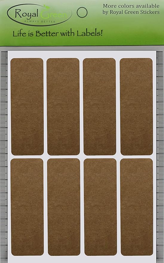 Royal Green 1x3 Labels for Color Coding, Rectangle Kraft Stickers to Write on - 120 Pack