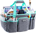 Art Supply Organizer Tote Bag – Craft Caddy with Handle, Utility Storage Tote with Multiple Pockets & Adjustable Divider for Stationary, Sewing, Scrapbooking, School, Office, Medical Supplies