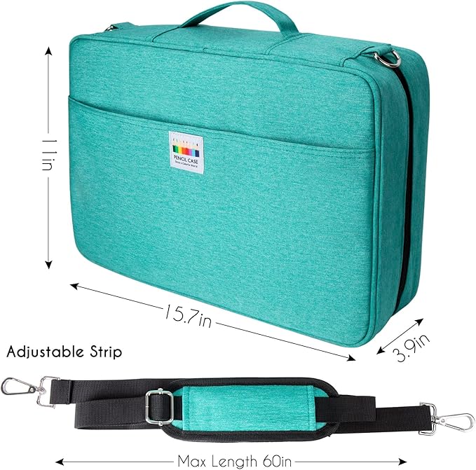 YOUSHARES Organizer Color Pencil 480 Slots - Pen Case Organizer with Handy Wrap & Zipper, Multilayer Holder for Prismacolor Colored Pencils & Gel Pen (Green)