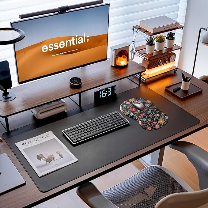 Ergonomic Mouse Pad with Wrist Rest, Flower Mouse Pad with Massage Design，Soft Mousepad for Carpal Tunnel Pain Relief with Integrated Memory Foam Slope Massage Bulge for Wireless Mouse & Desk