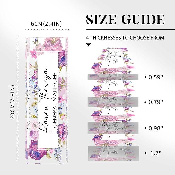 Custom Office Name Plate, Personalized Gifts for Women & Men, Appreciation Gifts for Employees, Boss, Teacher - Office Desk Accessory (Purple Hydrangea Flower)