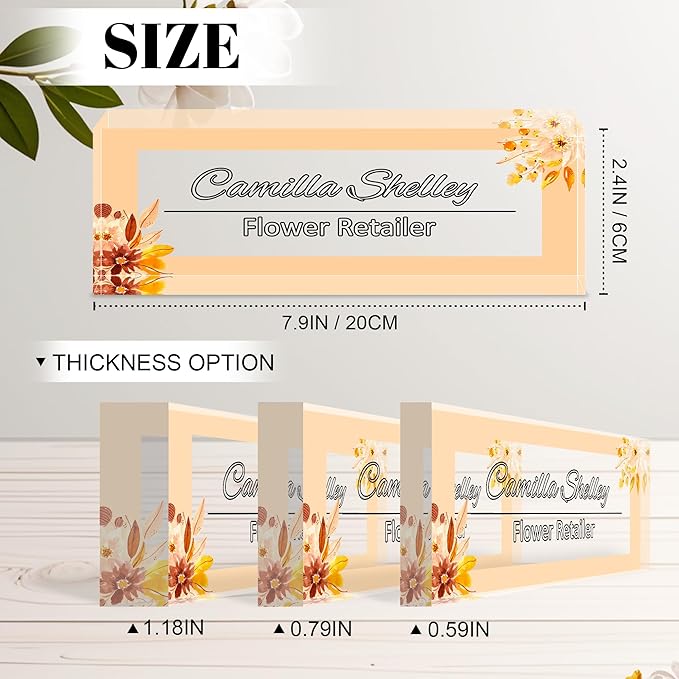 Personalized Name Plate for Desk, Custom Acrylic Desk Name Sign, Office Appreciation Gifts for Women Men Coworkers Boss Teacher Employee (Yellow-Floral)