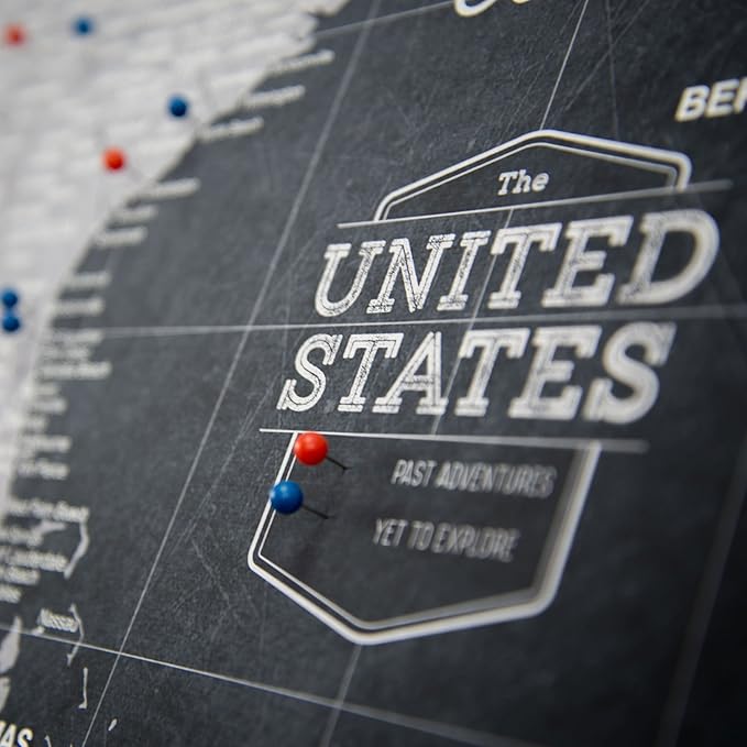Push Pin USA Map Board - with Push Pins to Mark USA Travel - Handmade in Ohio, USA - Design: Modern Slate (24" x 16")