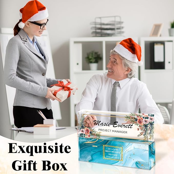 Ship Next Day-Custom Name Plate for Desk, Desk Name Plate Personalized, Acrylic Office Desk Accessories, Appreciation Gifts for Coworkers Employee Teachers Boss Women Men (Vintage Rose)