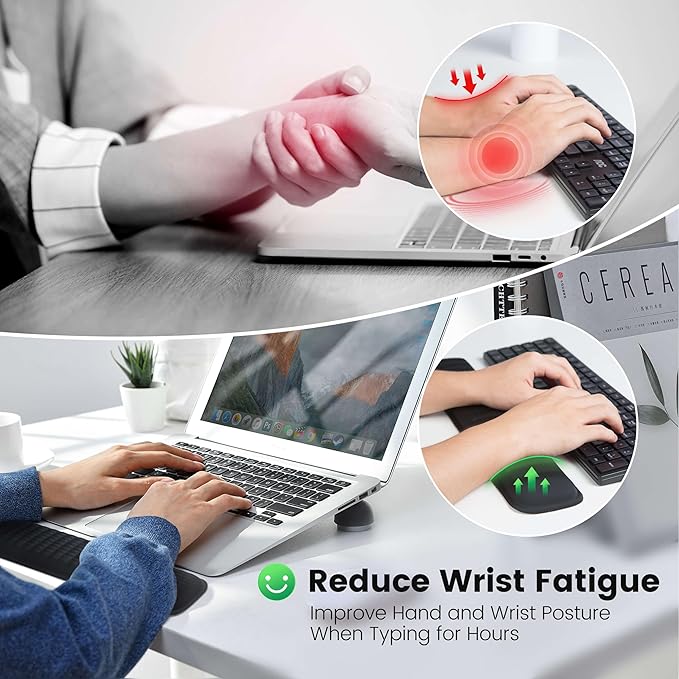 MEKASS Keyboard Wrist Rest, Soft Memory Foam Wrist Support for Keyboard, Keyboard Hand Rest Pad for Wrist Pain Relief, Keyboard Wrist Guard for Long Hours of Work, Gaming, Studying（Gray）