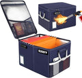 TOMKID 5200°F Fireproof Document Box, Fire Important Document Organizer with Lock, Upgraded Heat Insulated Filing Storage Cabinet Office Organization (5200°F Fireproof Box, Blue)