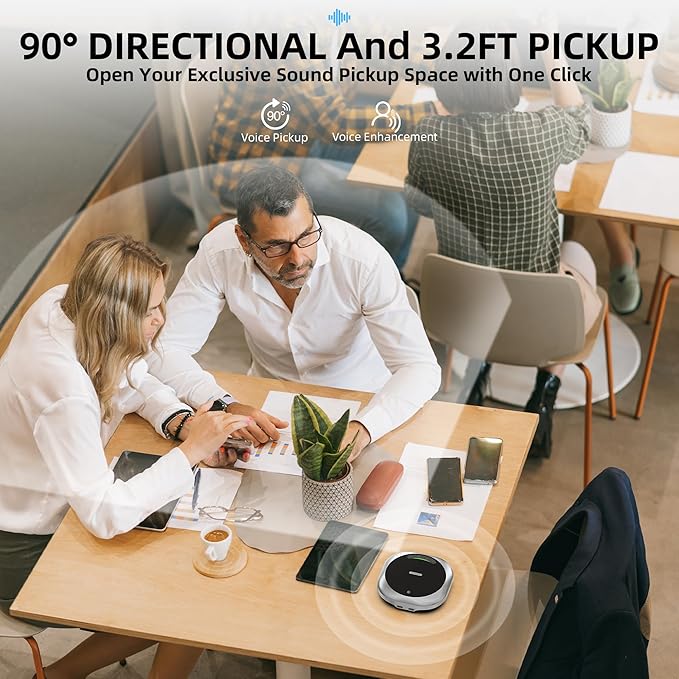 AISPEECH Bluetooth Conference Speakerphone M6 Conference Microphone with AI Noise Reduction AI Transcription Full-Duplex 360° Omnidirectional Voice Pickup USB Speaker for Teams Zoom Home Office, Black