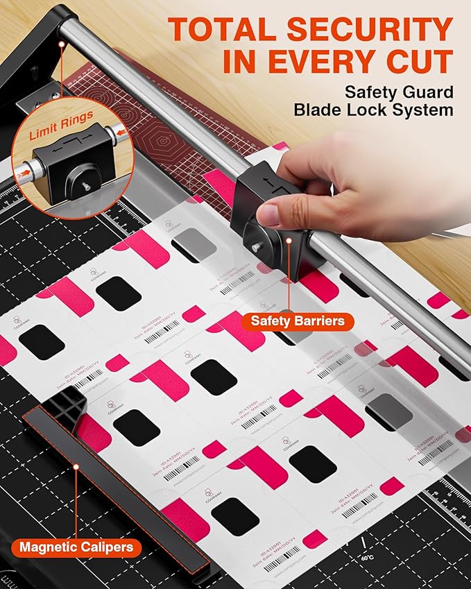 PYY Rotary Paper Cutter - Large Paper Cutter, 24 Inch Heavy Duty Trimmer with Self-Sharpening Blade & Measurement Grid for Cardstock, Posters, Photos - Studio & Office Use