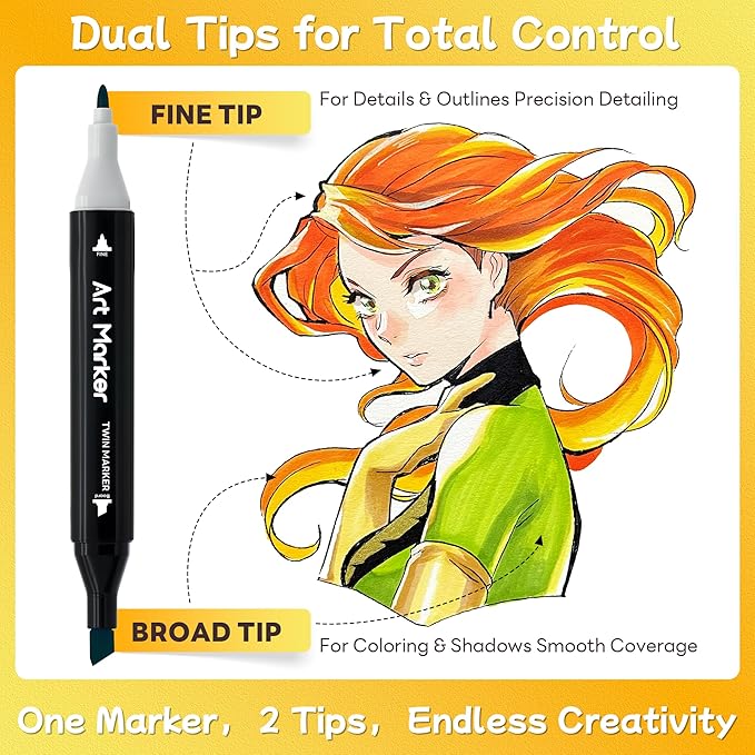 120 Colors Alcohol Markers - Dual Tip Alcohol Based Marker Set, Rich Color for Students, Adults & Pros - Blendable Markers for Adult Coloring Books, Manga, Art Projects With Portable Storage Bag