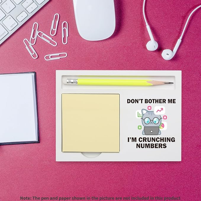 Funny Accountant Desk Gift, Cute Don’t Bother Me I’m Crunching Numbers Cat Sign for Finance Décor, CPA Bookkeeper Tax Preparer Auditor Coworker, Retirement Promotion Note Pad Holders KBB11