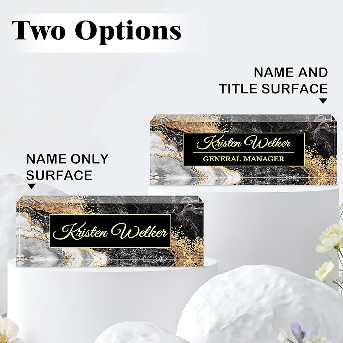 Ship Next Day-Custom Name Plate for Desk, Desk Name Plate Personalized, Acrylic Office Desk Accessories, Appreciation Gifts for Coworkers Employee Teachers Boss Women Men (Black Coast)