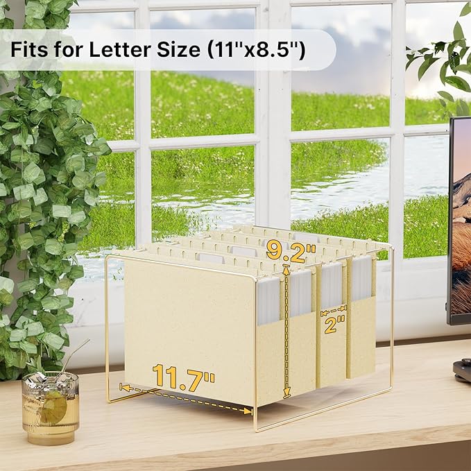 Wheat Straw Plastic Hanging File Folders,2 Inch Expansion Letter Size Filing Cabinet Folders,Heavy Duty Expandable File Folder,12 Pack Extra Capacity Hanging Folders with Tab (Morandi Beige)