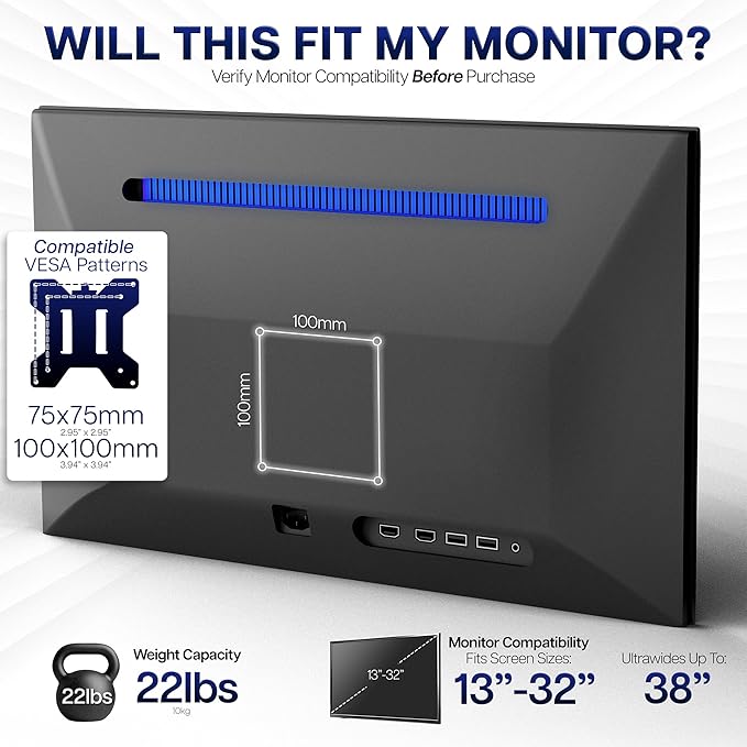 VIVO Extra Tall Single Monitor Desk Mount Stand with 39 inch Pole, Features Full Adjustability - Tilt and Articulation, Holds 13 to 32 inch Screens up to 10kg with VESA Mounting, White, STAND-V011W