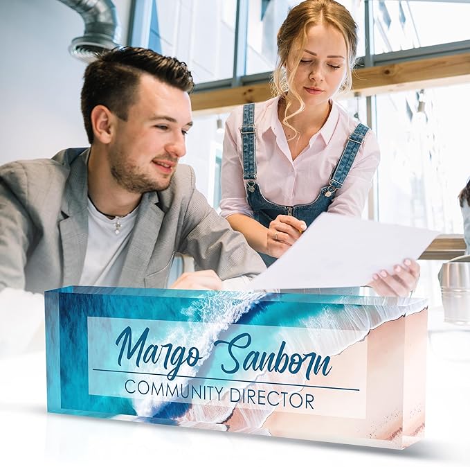 Custom Name Plate Personalized Office Decor for Women & Men, Employee Appreciation Gifts for Boss, Manager, Teacher, Nurse (Beach Walk)