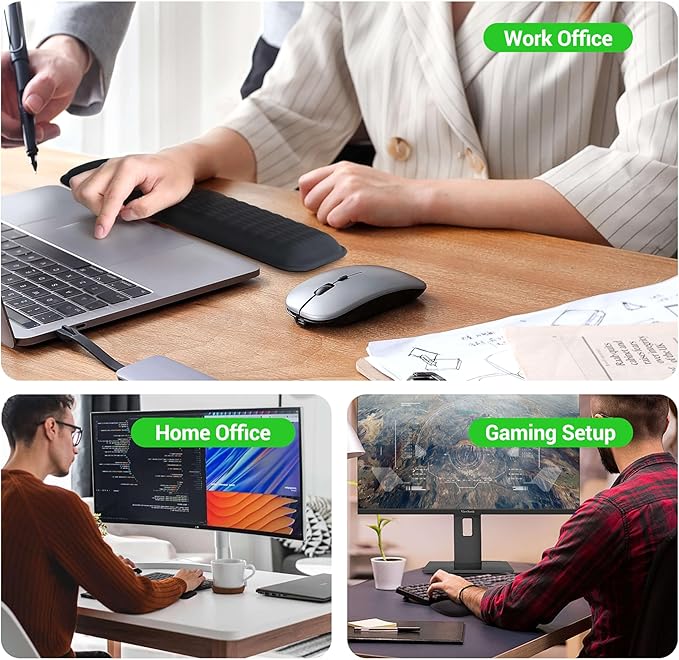 MEKASS Keyboard Wrist Rest - Soft Memory Foam Wrist Support for Long Hours of Work, Gaming, Studying (Light Gray)