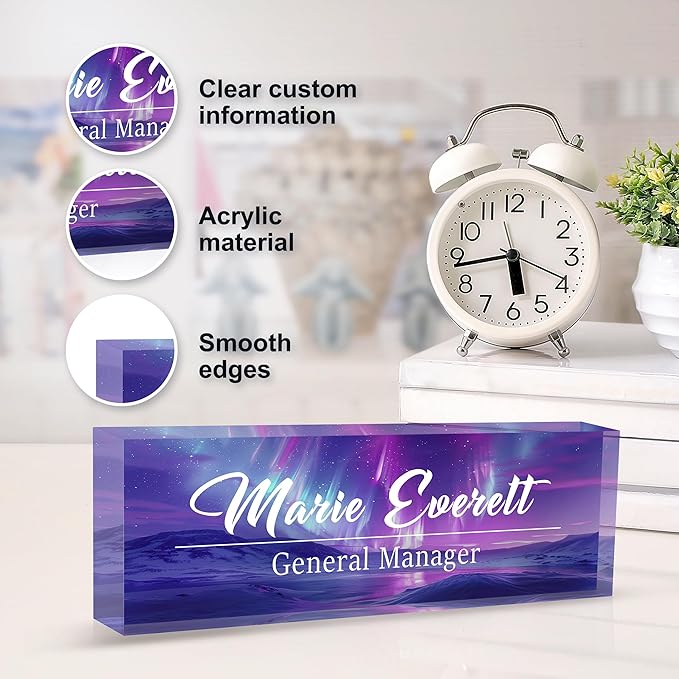 Custom Name Plate for Desk | Personalized Desk Name Plate | Personalized Boss Employee Appreciation Gifts | Acrylic Name Plate Office Desk Accessories