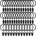 LLPJS 40 Pack Curtain Rings with Clips, Curtain Clip Rings Hooks, Bow Hanger Clips for Hanging Drapery Drapes Bows, Ring 1.26 inch Interior Diameter, Fits up to 1" Rod, Black