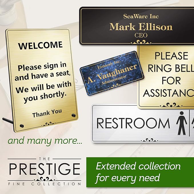 Desk Sign, Custom Desk Name Plate/Sign, 9" x 6", 18 Colors, Up to 10 Lines, Prestige Collection, USA Made By MY SIGN CENTER