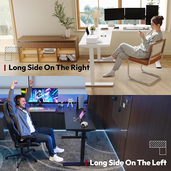 SANODESK L Shaped Electric Standing Desk with Drawer, 71 Inch Ergonomic Adjustable Height Desk with Storage, Corner Desk Sit Stand up Computer Table for Work Office Home, Black