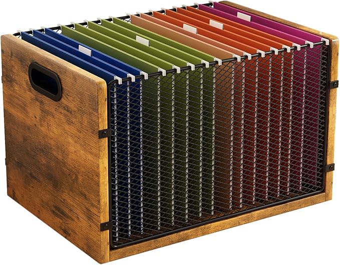 Hanging File Folder Organizer Filing Box with Handles File Organizer Holder for Desk Space-Saving Storage Bin for Letter Size – Open Design for Quick Access & Efficient Organization