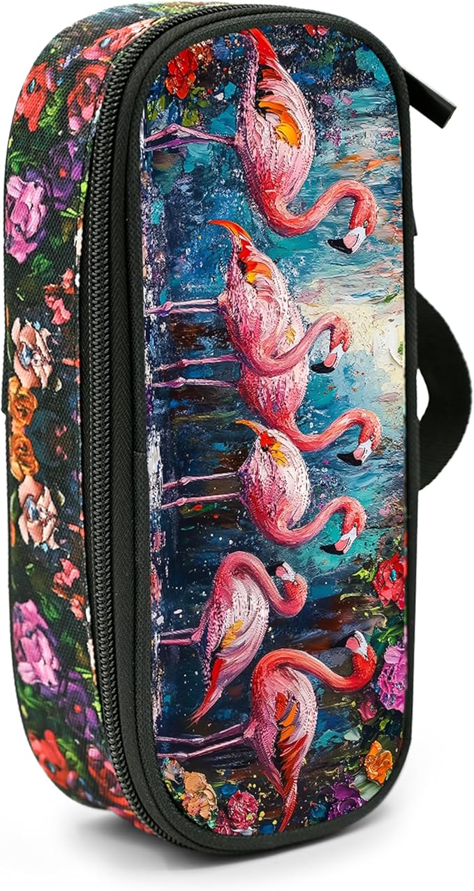 Flamingos Pencil Case Pencil Pouch Large Capacity Pen Bag School Office Organizer Stationery Storage Box For Girls Boys Teen Kids