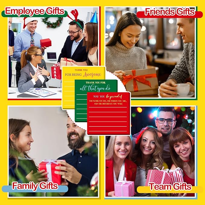Yinder 24 Pcs Employee Appreciation Sticky Notes New Year Gift Bulk Motivation Sticky Note Pads Inspirational Gift for Teacher Nurse Staff Coworker Office Supply 3 x 3'' (Appreciation,Xmas)